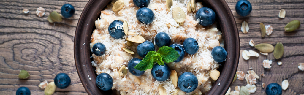 Blueberry and coconut breakfast porridge